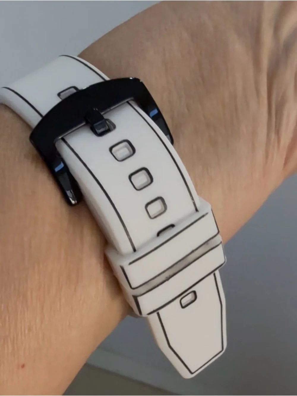 Simple White Octagonal Women's Silicone Watch with Black Accents